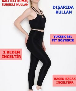 Yüksek Bel Toparlayıcı Zayıflama Disko Siyah Füme Lacivert Haki Bordo Tayt Kapıda Ödeme