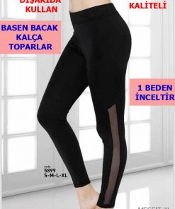 1 Beden İncelten Toparlayıcı Zayıflama Siyah Tül Tayt Kapıda Ödeme