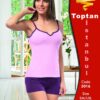 Toptan Bayan Pijama Takımı Şort Mor Uykuluk Kapıda Ödeme